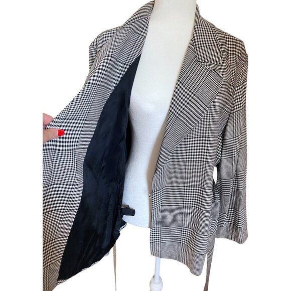 Emanuel Ungaro Wrap Blazer Jacket Women's size 14 Houndstooth Wool Blend Plaid - Picture 5 of 7